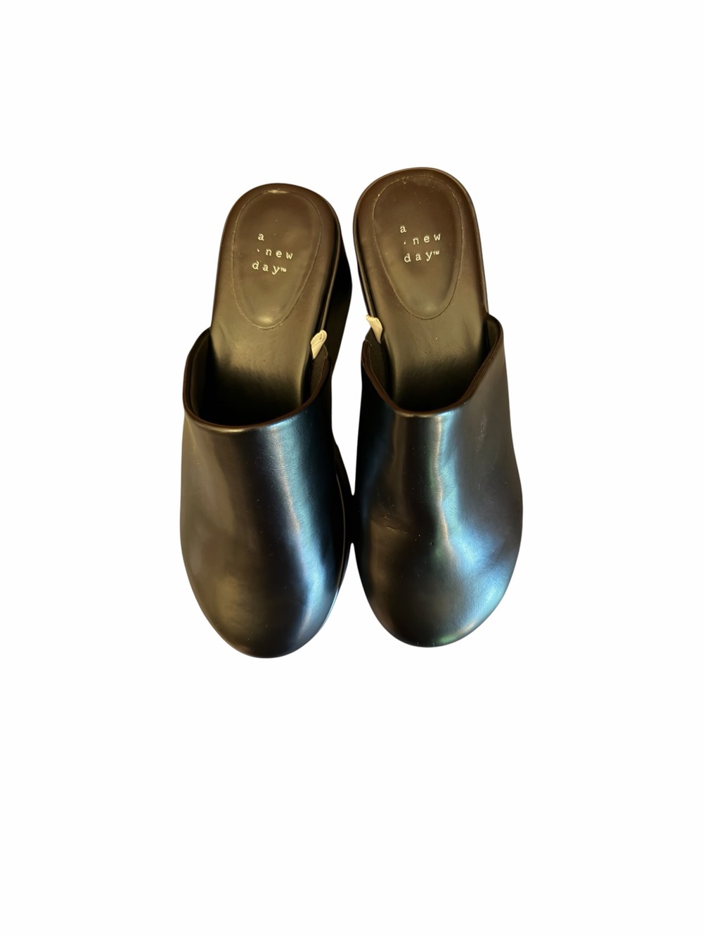 Black Chunky Platform Clogs Minimalist Slip On Mules Women’s 8.5 Runs Large - Picture 2 of 6